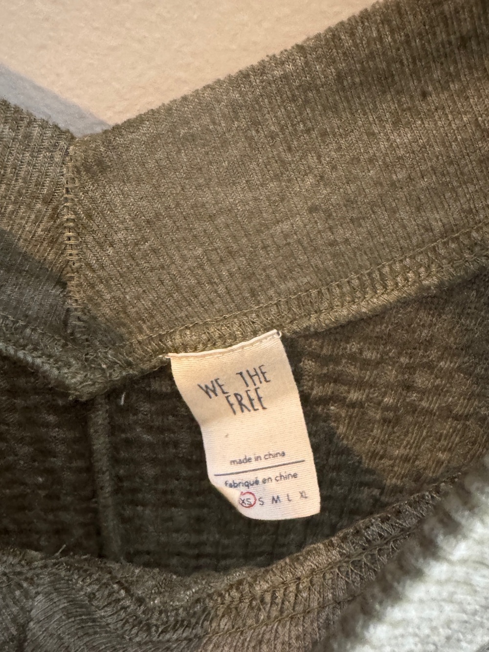 Free People We The Free South Side Thermal Top in Moss Green Waffle XS - Picture 5 of 6